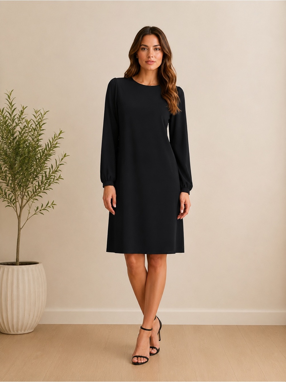 Esmara by Heidi Klum Black Long Sleeve Shift Dress Size L